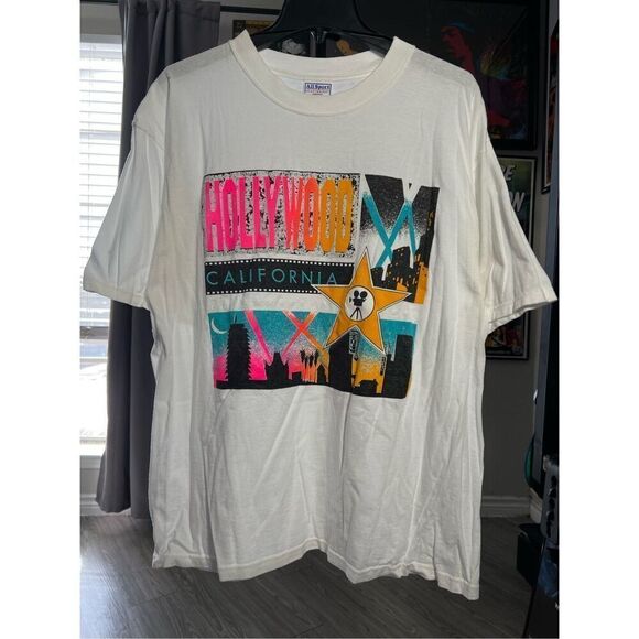 Vintage 90s Hollywood California Tee - Picture 1 of 5